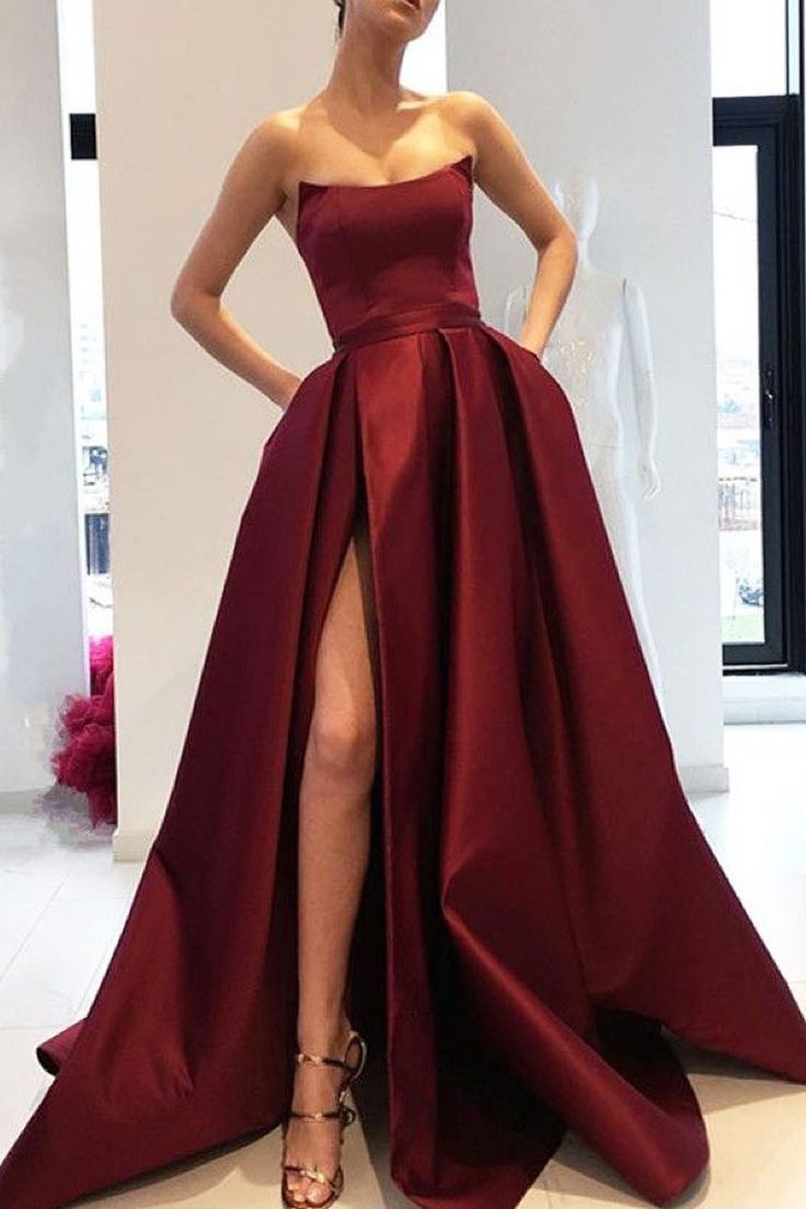 Split Prom Dresses, Navy Blue Prom Dresses, Strapless Prom Dresses, Prom Dresses With Pockets, Corset Dress Prom, Burgundy Prom Dress, Graduation Dresses, فستان سهرة, Beauty Dress