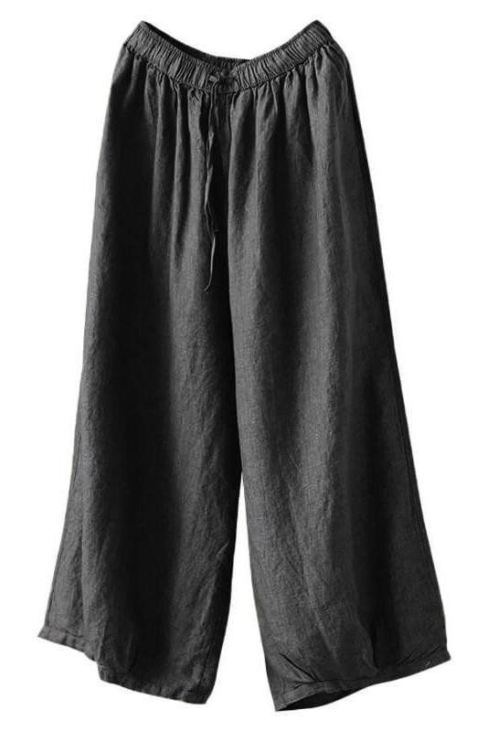 Plus Size - Women Casual Spring Wide Leg Pants Relaxed Fit Gray Bottoms For Spring, Gray Relaxed Fit Bottoms For Spring, Summer High-waisted Relaxed Fit Capris, Wide Leg Relaxed Fit Summer Capris, Casual Wide-leg Summer Capris, Wide Leg Relaxed Fit Capris For Summer, Gray Bottoms For Spring Vacation, Summer Casual Wide-leg Capris, Summer Wide Leg Relaxed Fit Capris