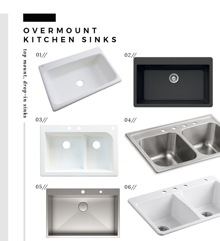 various kitchen sinks are shown with measurements for each sink