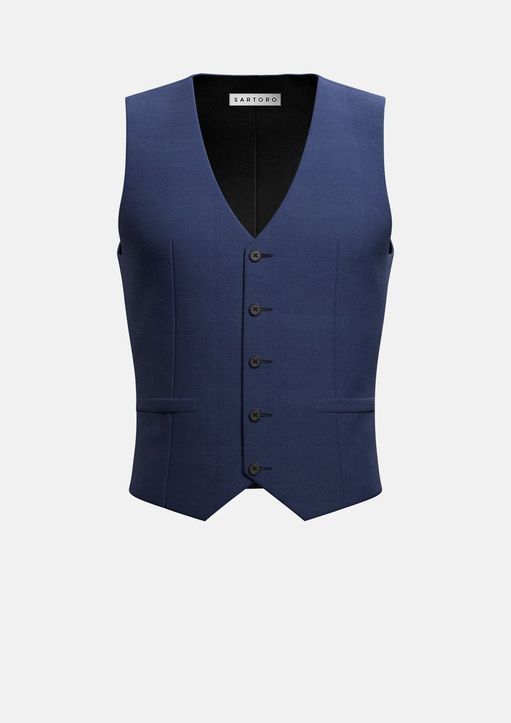 Midnight Blue Prince of Wales Vest - SARTORO Wayne Family, Navy Vest, Blue Vest, Body Proportions, Blue Vests, Vest Pattern, The Midnight, Men's Knit, Prince Of Wales