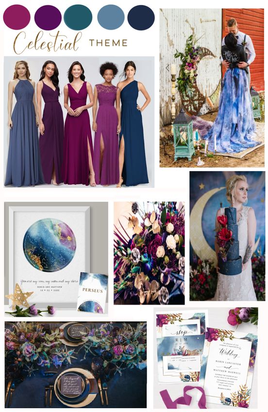 a collage of photos with different colors and designs on it, including dresses, flowers,