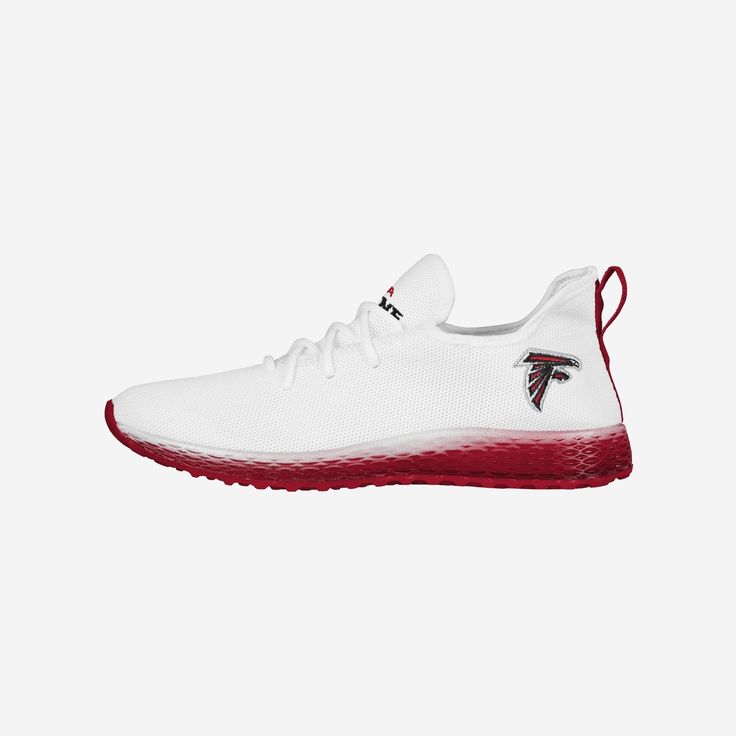 Atlanta Falcons Gradient Midsole White Sneakers FOCO 7 - FOCO.com White Sneakers With Boost Midsole For Sports, Casual White Running Shoes For Sports Events, Custom Breathable White Sneakers For Sports Season, White Breathable Sneakers For Sports Season, White Team Spirit Sneakers For Sports Season, White Sneakers With Team Spirit, Collegiate Basketball Shoes With Boost Midsole For Sports, White Custom Sneakers For Sports Season, Custom White Sneakers For Sports Season