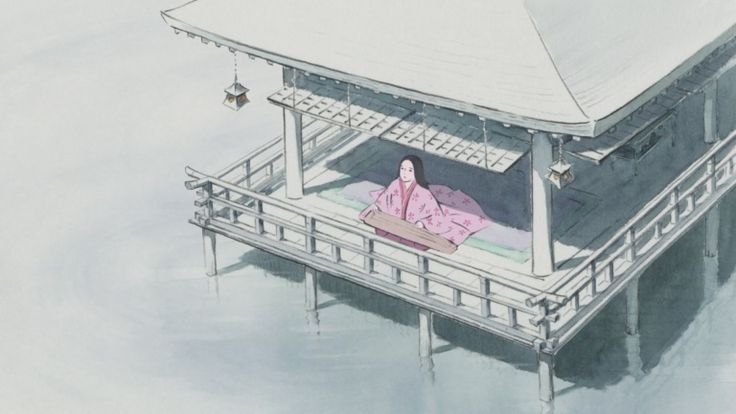 a drawing of a person sitting on a pier