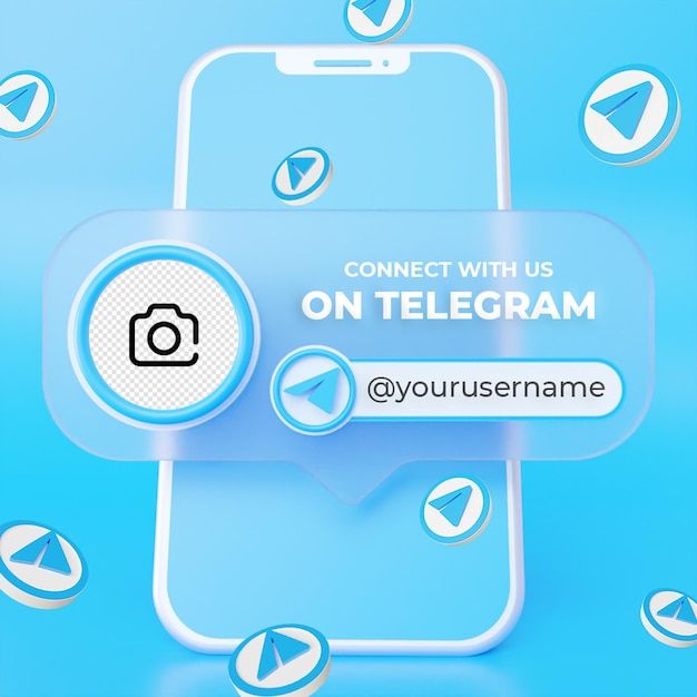 a phone with the text connect with us on telegram @ yoursenname