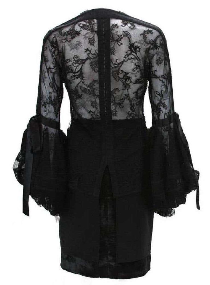 For Sale on 1stDibs - Tom Ford for Yves Saint Laurent Skirt Set F/W 2002 Collection Color - Black. Lace Puff-Sleeve Blouse with Silk Ribbons. Fabric is stretch. Skirt - Silk Gothic Long Sleeve Blouse For Evening, Fitted Party Blouse With Set-in Sleeves, Formal Fitted Blouse With Lantern Sleeves, Formal Fitted Lantern Sleeve Blouse, Goth Wardrobe, Skirt Silk, Blouse Skirt, Long Wool Coat, Stretch Skirt