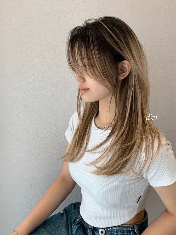 Balayage Hair Korean, Asian Hair Ombre, Styles For Kids Hair, Hair Layered Medium, Black Roots Blonde Hair, Hair Styles For 50, Layered Haircuts Long, Short Hair Layered, Kids Hair Styles