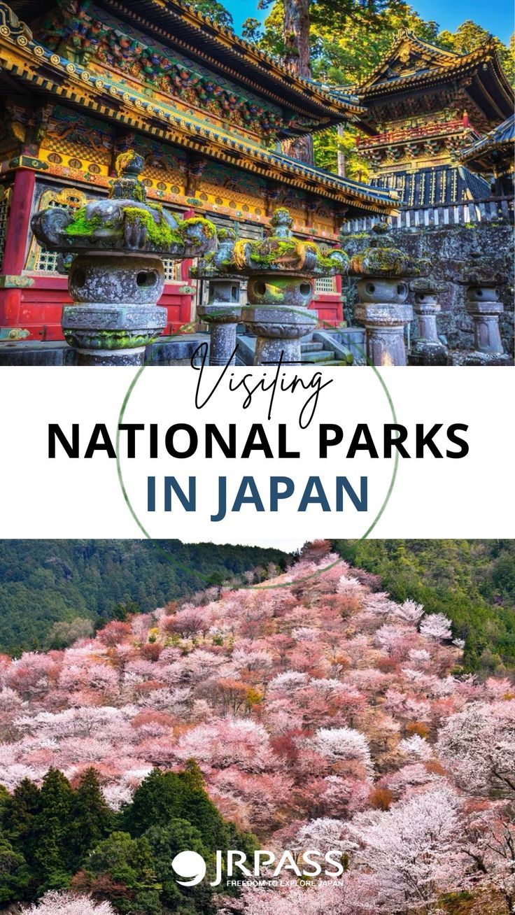 the national parks in japan with text overlay