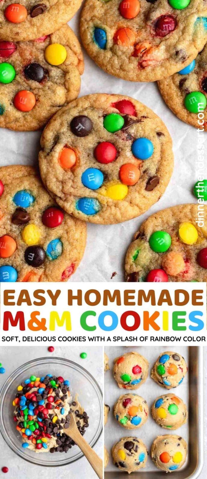 easy homemade m & m cookies soft, delicious cookies with a splash of rainbow color