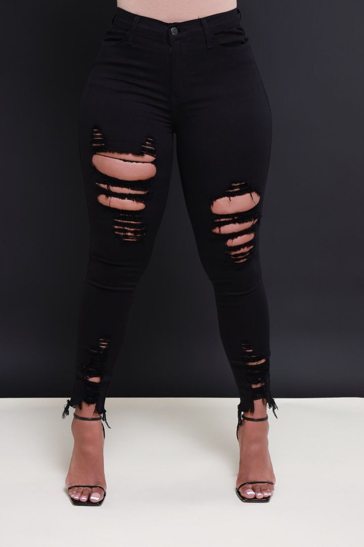 Witness Distressed High Rise Jeans - Black - Swank A Posh Support Black Business, Black 13, Black Community, Black Business, High Waisted Jeans, Black Bottoms, High Rise Jeans, Distressed Jeans, High Waist Jeans