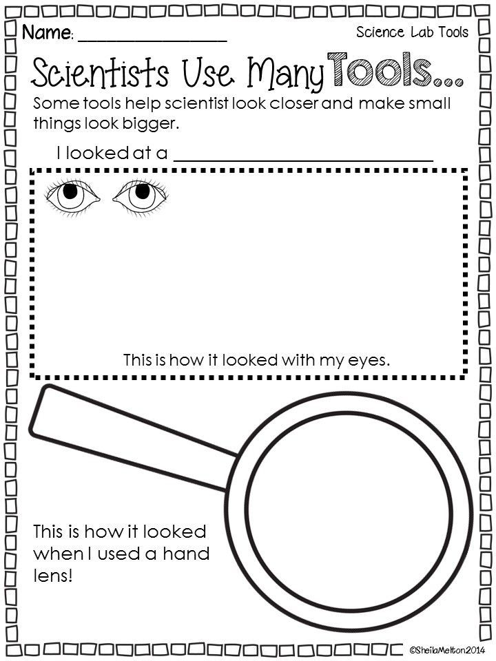 an eye looking through a magnifying lens with the words scientist use many tools