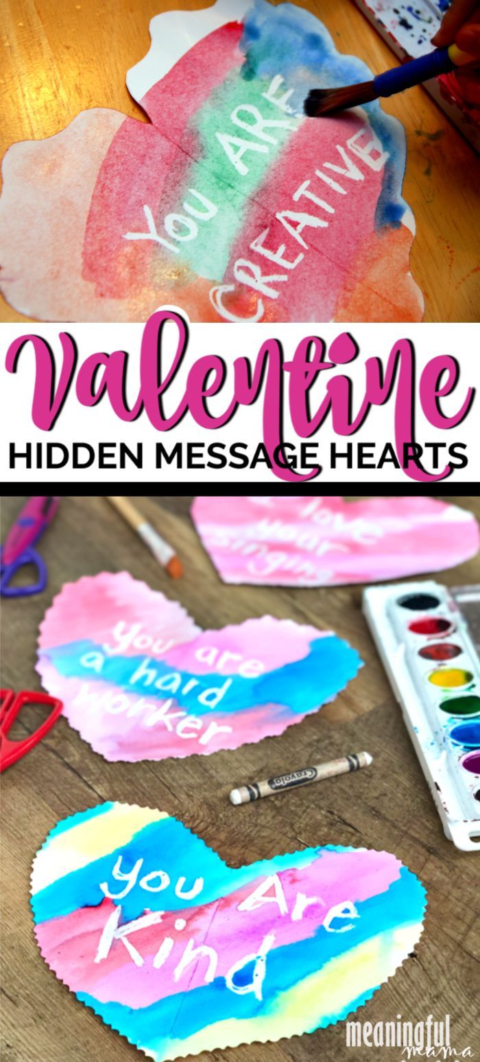 valentine's day art project for kids with watercolors and crayons