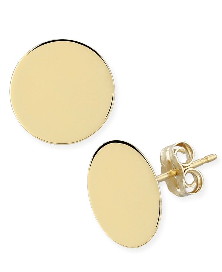 in stock Macy's 14k Gold Earrings, Macy's Yellow Gold Oval Earrings, Macy's Oval Yellow Gold Earrings, Macy's Round Earrings Gift, Luxury Round Earrings 14k Gold, Modern Yellow Gold Round Disc Jewelry, Luxury 14k Stamped Earrings, Macy's Yellow Gold Earrings For Formal Occasions, Macy's Yellow Gold Earrings