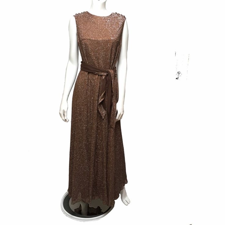 Lurex Maxi Dress Chiffon Scarf Futura Couture - Etsy Chiffon Sleeveless Maxi Dress For Party, Chiffon Maxi Dress For Party Season, Glamorous Sleeveless Maxi Dress For Formal Events, Glamorous Sleeveless Maxi Dress For Formal Occasions, Gold Chiffon Party Dress, Glamorous Sleeveless Floor-length Evening Dress, Glamorous Floor-length Sleeveless Dress For Evening, Glamorous Floor-length Sleeveless Evening Dress, Brown Floor-length Maxi Dress For Evening