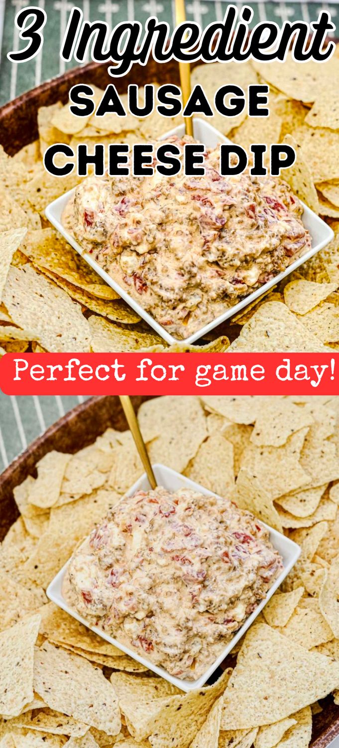 3 ingredient sausage cheese dip is perfect for game day