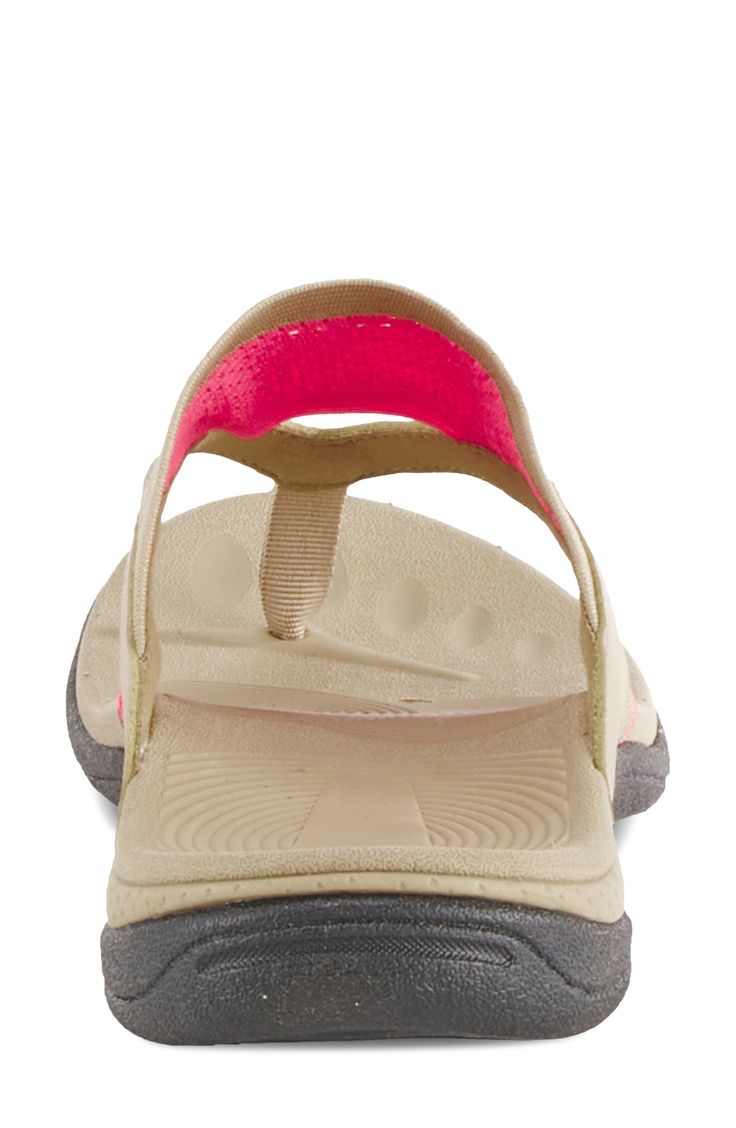 A stretchy mesh strap and textured footbed serve all-day comfort in this sporty thong sandal set on a lightweight sole that's ready for anything. 1 1/4" heel; 3/4" platform Cushioned footbed Synthetic upper and lining/rubber sole Imported Comfortable Sport Sandals For Outdoor, Comfortable Slip-on Sport Sandals, Sporty Breathable Sport Sandals With Ergonomic Fit, Sporty Lightweight Breathable Sport Sandals, Slip-on Sport Sandals With Arch Support, Sporty Breathable Sport Sandals For Beach, Breathable Synthetic Sport Sandals For Light Sports, Breathable Synthetic Flip Flops For Outdoor, Casual Synthetic Sport Sandals For Light Sports