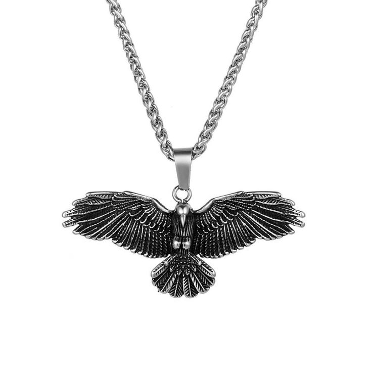 PRICES MAY VARY. High polished vintage hawk eagle spreading its wings pendant necklace for women and men are made of high quality titanium stainless steel,it will bring you powerful positive energy.Smooth surface,solid material.Long-lasting color,not allergic,rounded edge, comfort fit. Exquisite, chic and personality Stainless Steel Punk Hawk Pendant Necklace shares between couples,you and your best friend. Thick Sturdy Hypoallergenic Extraordinary Hip Hop Eagle Pendant Necklace for women and me Flying Owl, Hawk Bird, Prey Animals, Skull Wallet, Eagle Pendant, Wings Necklace, Family Women, Owl Necklace, Wing Necklace