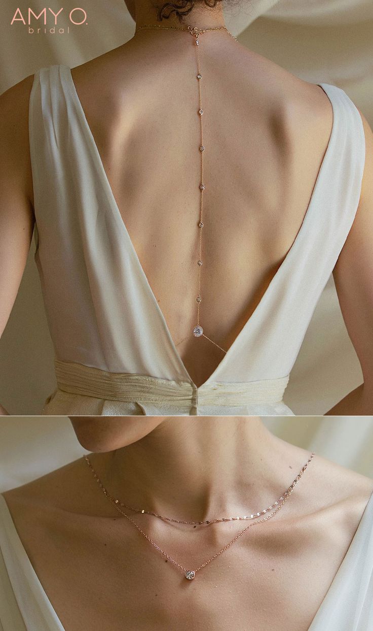 Jewelry For Prom, Back Necklaces, Elegant Backless Dress, Backdrop Necklace, Backdrops Necklace, Gold Wedding Jewelry, Back Necklace, Jewelry Elegant, Necklace Bridal