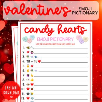 the candy hearts emo dictionary is shown on a red and pink background with hearts