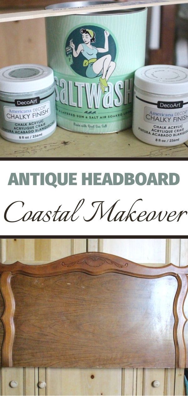 an antique headboard has been transformed into a decorative makeover with chalk and paint