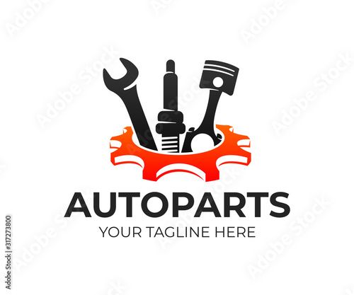 auto parts logo design with wrench and screwdriver on white background for your business