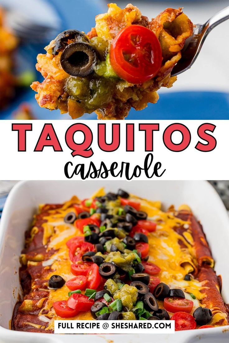 Easy Taquitos Casserole Recipe (Lazy Enchiladas) Taquitos Casserole Recipe, Taquitos Casserole, Taquito Casserole Recipe, Taquito Casserole, Easy Taquitos, Ground Beef Taquitos Recipe, Crispy Taquitos, Lazy Enchiladas, Taco Dinner Recipes