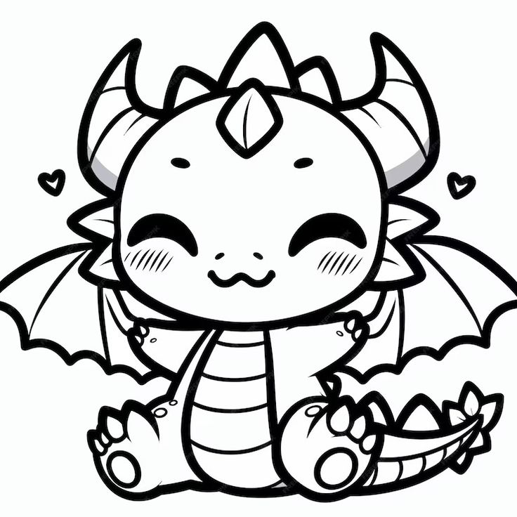 a cute little dragon with horns and wings