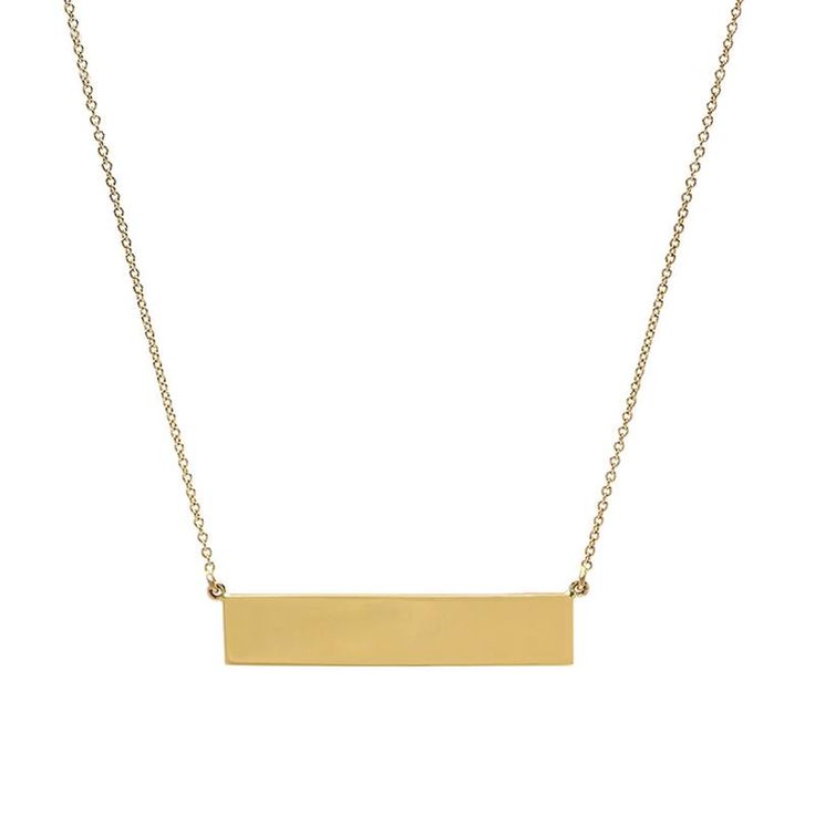 Jennifer Meyer | Custom Yellow Gold Nameplate Necklace Classic Everyday Nameplate Necklace, Classic Nameplate Necklace For Everyday, Gold Rectangular Minimalist Name Necklace, Minimalist Name Necklace For Formal Occasions, Modern Yellow Gold Name Necklace For Everyday, 14k Gold Nameplate Necklace With Adjustable Chain, Personalized 14k Gold Rectangular Necklace, Rectangular Yellow Gold Necklace With Cable Chain, Yellow Gold Rectangular Cable Chain Necklace