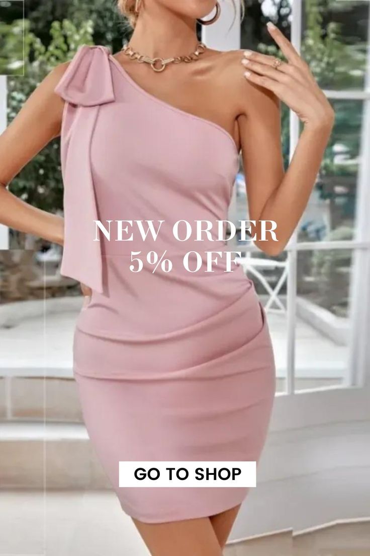 Elegant Sexy Fashion One Shoulder Sleeveless Mini Dress Sleeveless Solid Mini Dress For Party Season, Pink Non-stretch Sleeveless Dress, Sleeveless Mini Dress, Midi Dress Bodycon, Bodycon Mini Dress, Sleeve Styles, One Shoulder, Bodycon Dress