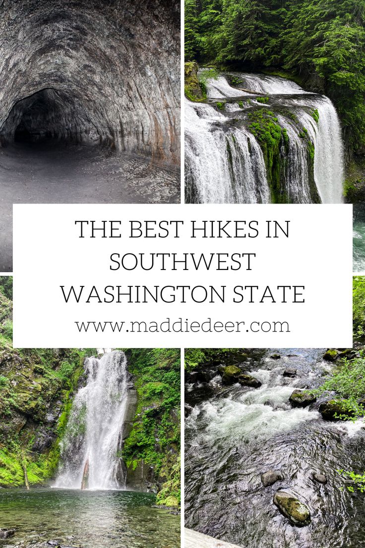 the best hikes in southwest washington state, including waterfalls and falls with text overlay