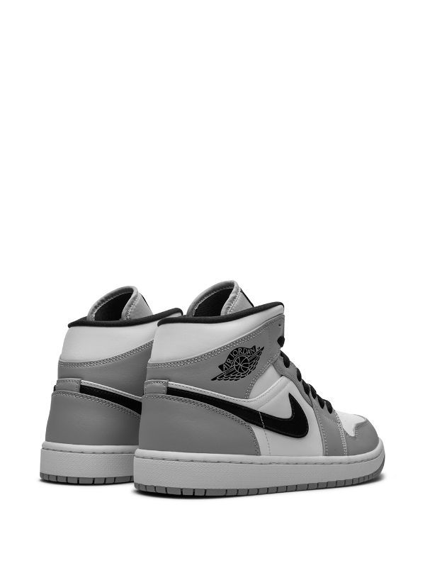 Jordan Air Jordan 1 Mid "Light Smoke Grey" Sneakers - Farfetch Grey Jordans, Jordan Grey, Balenciaga Track, Jordan Air, Girly Shoes, Grey Sneakers, Balenciaga Triple S, Air Jordan 1 Mid, Sneakers Grey