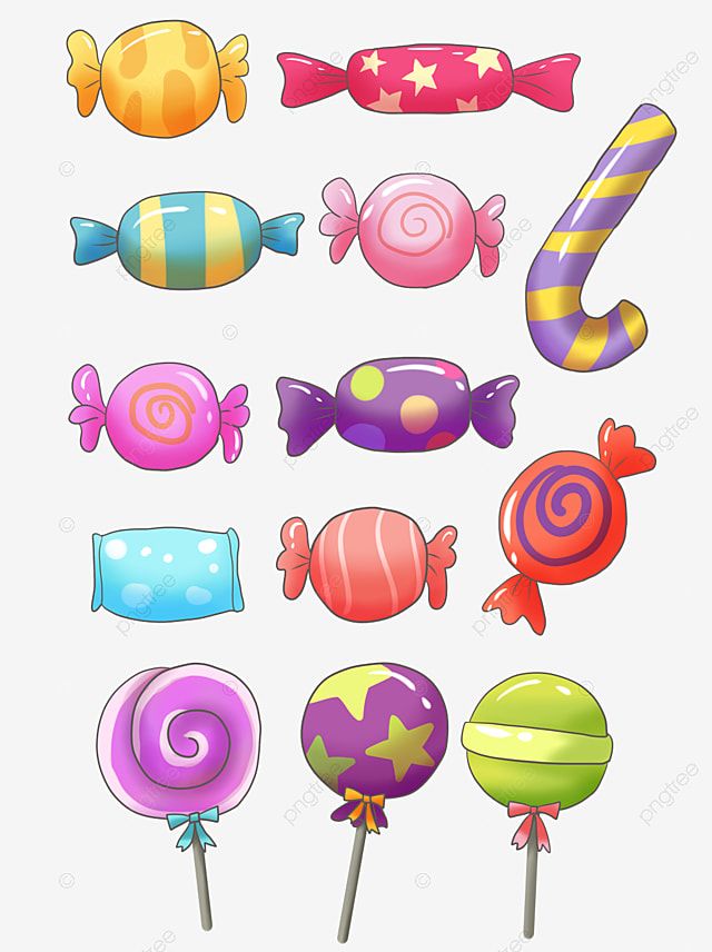 colorful candy lollipops and candies on sticks, cartoon, sweet png and psd