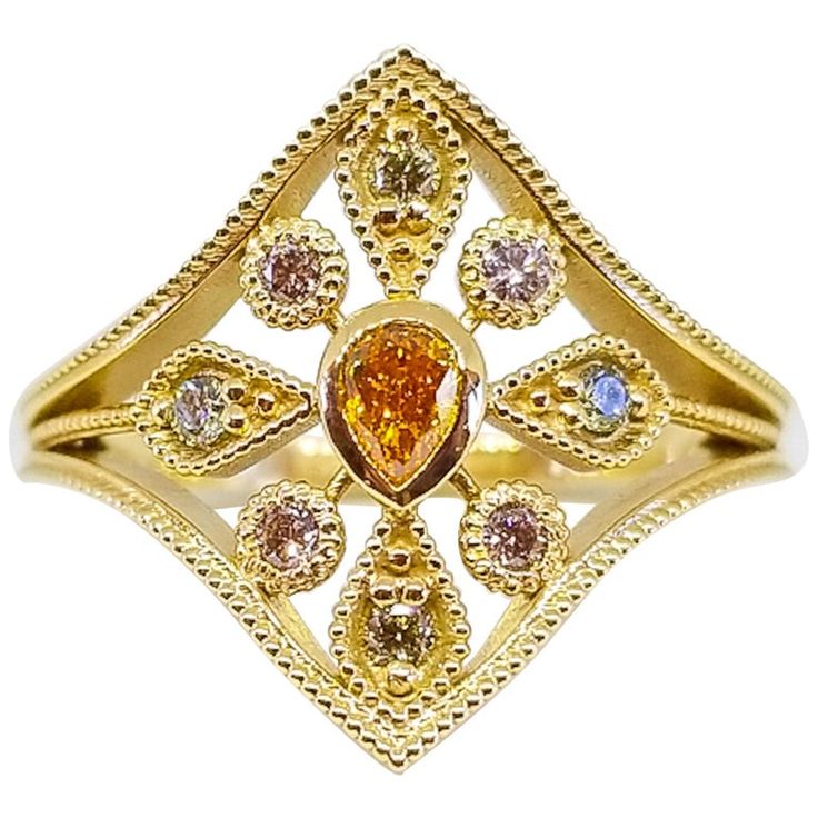 Fancy Diamond Ring, Orange Diamond, Diamond Collection, Fancy Diamonds, Art Deco Diamond, Gold Price, Diamond Cluster Ring, Fancy Color Diamonds, Yellow Diamond