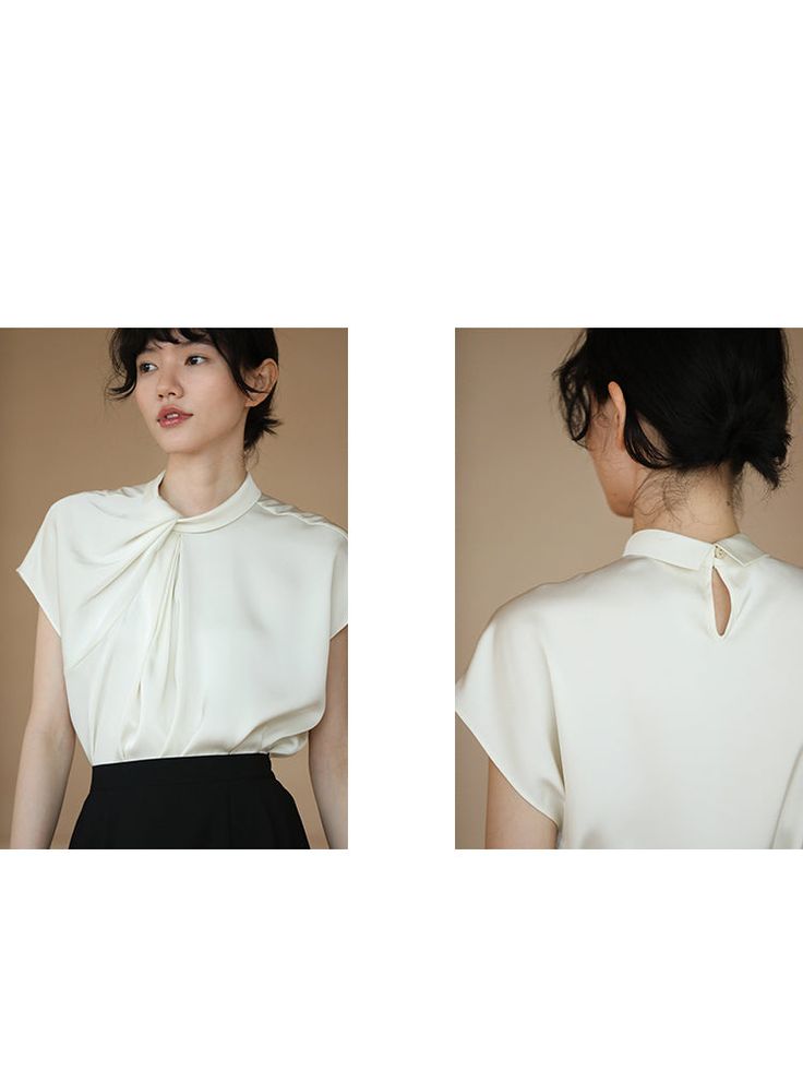 An elegant blouse for beautiful ladies. This item is sewn to create a beautiful silhouette. The gathers made by gathering the fabric together give it a gorgeous look. The lustrous luster makes you look like an elegant lady. 
 
 
 
 
 
 
 
 
 
 
 
 
 
 
 
 ＜Size＞ 
 
 
 S size 
 
 
 Length: 62cm 
 Bust: 98cm 
 Sleeve length: 21cm 
 
 M size 
 
 Length: 63cm 
 Bust: 102cm 
 Sleeve length: 22cm 
 
 L size 
 
 Length: 64cm 
 Bust: 106cm 
 Sleeve length: 23cm 
 
 XL size 
 
 Length: 65cm 
 Bust: 110cm Elegant Solid Color Padded Blouse, Elegant Silk Blouse In Solid Color, Elegant Sleeveless Blouse, Elegant Ruched Blouse For Evening, Elegant Padded Blouse For Evening, Elegant Padded Blouse, Elegant Padded Blouse Tops, Chic Party Tops With Gathered Neckline, Elegant Padded Blouse Tops For Office