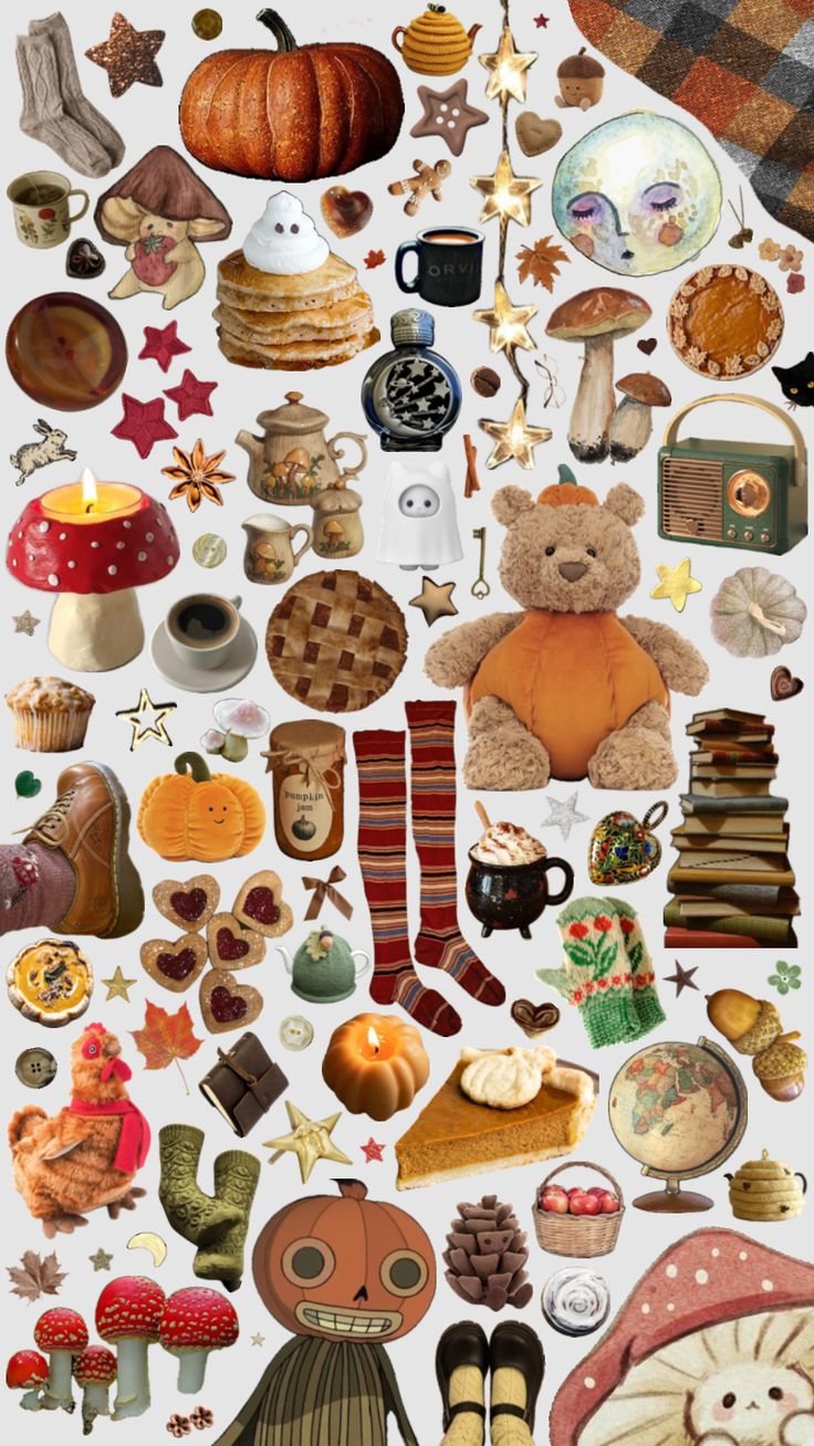 a collage of many different items in the shape of a bear and other things