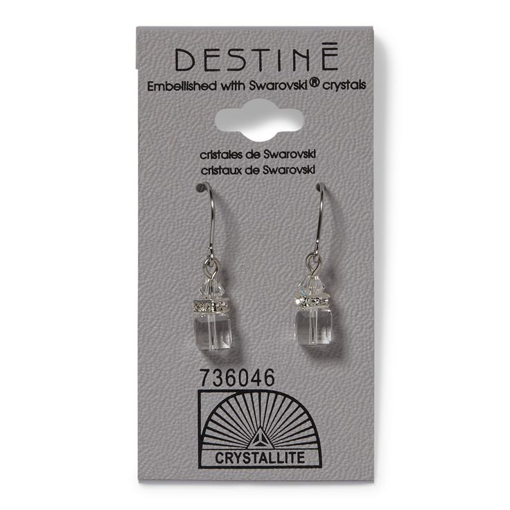 Destine Cube Dangle Earrings | Crystallite Destine Cube Dangle Earrings | Clear | Sally Beauty Wardrobe Fashion, Sally Beauty, Drop Design, Swarovski Stones, Sparkly Earrings, Drops Design, Austrian Crystal, Piercing Jewelry, Crystal Earrings