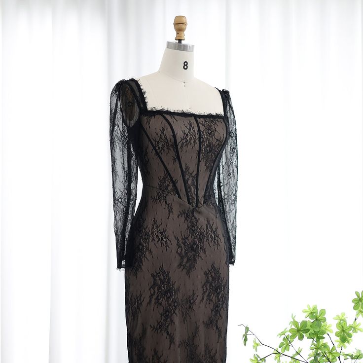 Experience elegance and grace with our Elegant Black Lace Long Sleeves Sheath Evening Dress SF038. The intricate lace and long sleeves add a touch of sophistication to any evening event. Made with quality material, this dress ensures a comfortable and stylish fit. Be the center of attention with this timeless piece. window.adminAccountId=244214477; Long Sleeve Black Evening Dress, Orange Evening Dresses, Wedding Dress Overskirt, Yellow Evening Dresses, Silver Evening Dress, Purple Evening Dress, Champagne Evening Dress, Gold Evening Dresses, Green Evening Dress