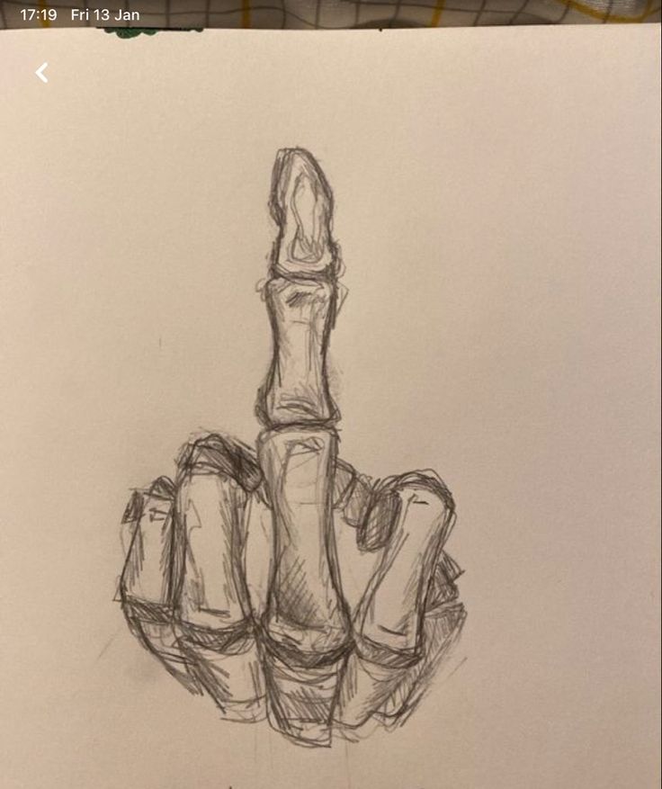 a pencil drawing of a hand holding something