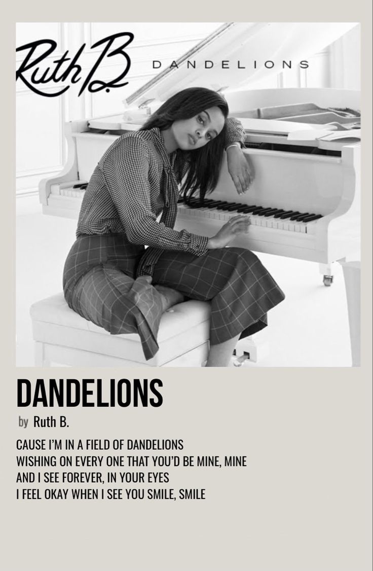 a woman sitting on top of a bench next to a white piano and text that reads,