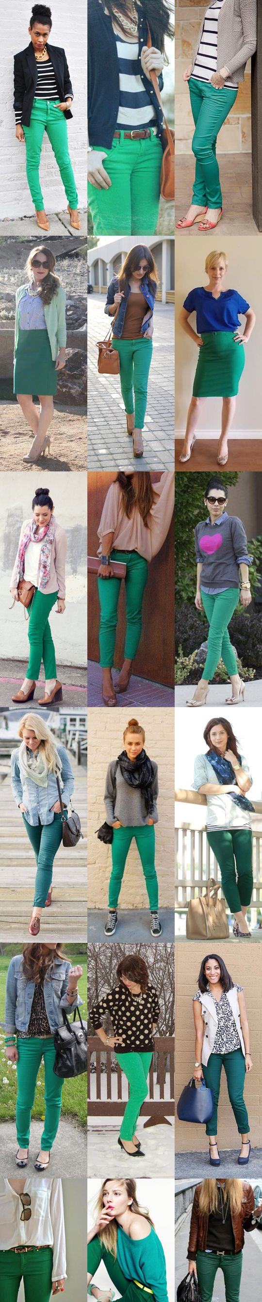 Green pants! Green Pants Outfit, Look Office, Green Jeans, Wear Green, Colored Pants, Office Attire, Green Outfit, Green Pants, Winter Shoes