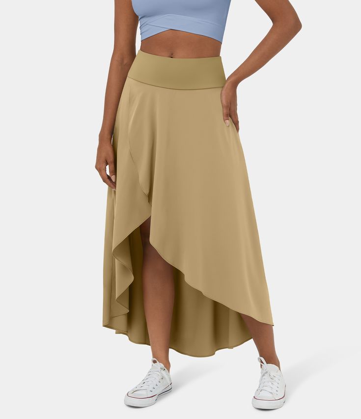 Women's Breezeful™ High Waisted High Low Ruffle 2-in-1 Flowy Quick Dry Casual Regular Maxi Skirt. Machine wash cold. Do not dry clean. Do not iron. Do not bleach. Wash with like colors. Turn garment inside out. Cheap High-low Hem Summer Skirt, Luxury High-low Hem Bottoms For Summer, Cheap Asymmetrical Ruffle Skirt, Luxury Flowy Draped Skirt With Asymmetrical Hem, Cheap Party Skirt With Asymmetrical Hem, Luxury High-low Hem Draped Skirt For Spring, High Low Western Skirt, Cheap High Waist Summer Skirt, Cheap High Waist Skort For The Beach