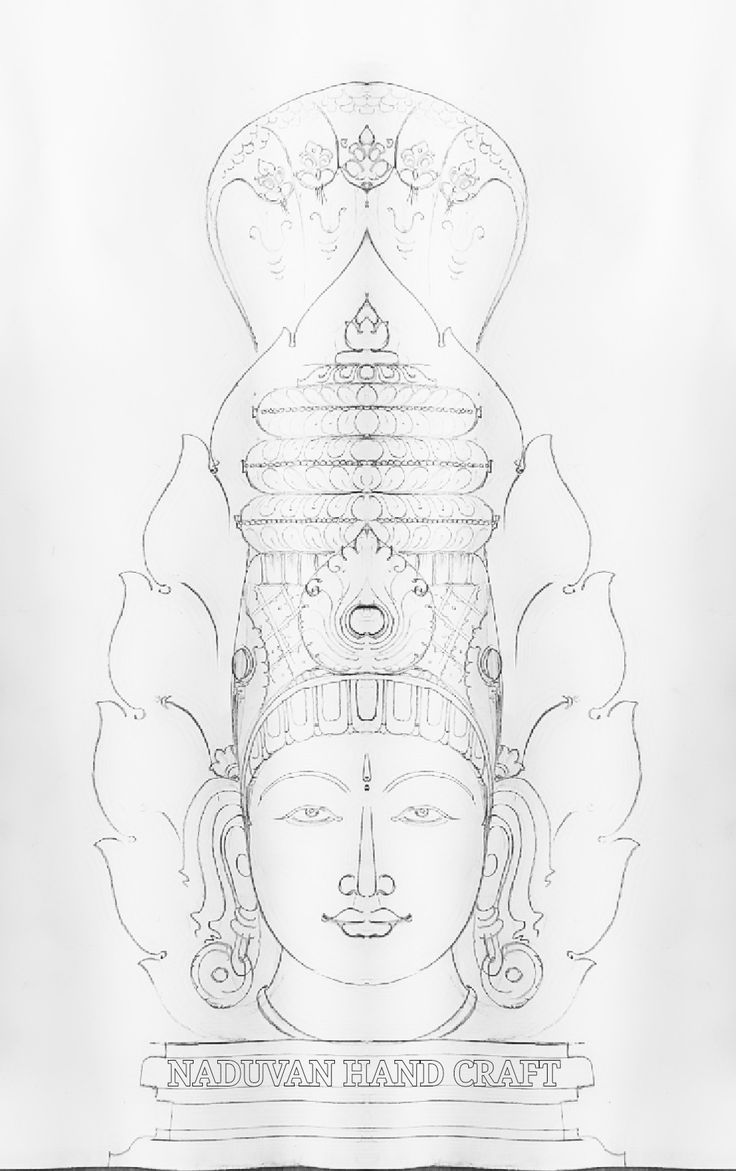 a drawing of the head of buddha in black and white