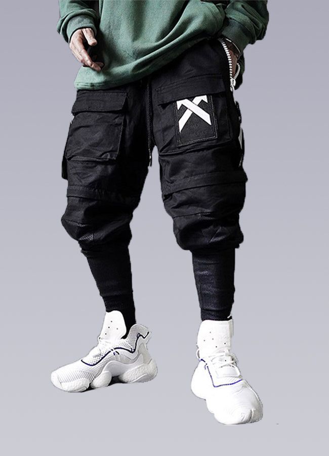 techwear sweatpants Urban Relaxed Fit Parachute Pants, Techwear Baggy Sweatpants For Streetwear, Baggy Techwear Sweatpants For Streetwear, Baggy Techwear Sweatpants, Urban Cotton Cargo Pants, Cotton Sweatpants For Streetwear Hip Hop Style, Cotton Sweatpants For Hip Hop Streetwear, Black Cargo Pocket Joggers For Streetwear, Cotton Hip Hop Sweatpants For Streetwear