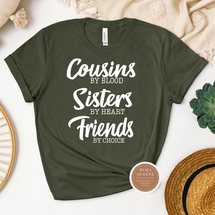 Get ready to show your family pride with this adorable Cousin T shirt! Perfect for family gatherings, reunions, or just everyday wear, this shirt is made for making lasting memories with your favorite relatives. Crafted from soft and comfortable material, this shirt features a fun and stylish design that celebrates the special bond between cousins. Wear it with pride and let everyone know you're part of the best team - Team Cousins! Shop these cool Cousin Shirts today. Cousin Sister Friend All s Cousin Shirts, Sisters By Heart, Sister Friends, Family Gatherings, Everyone Knows, Baggy Fits, Family Gathering, Stylish Design, Everyday Wear