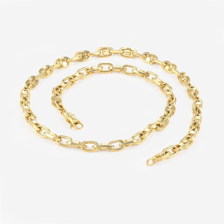 Plain Gold Anchor Link Necklace Luxury Gold Plated Chain Necklace, Elegant 14k Gold Oval Chain Necklace, Elegant Oval 14k Gold Chain Necklace, Gold-tone Polished Finish Gold-plated Chain Necklace, Gold-tone Polished Gold Plated Chain Necklace, Polished Yellow Gold Oval Link Necklace, Gold-tone Polished Finish Chain Necklace, Polished Gold-tone Gold Plated Chain Necklace, Luxury Oval Chain Necklace With Polished Finish