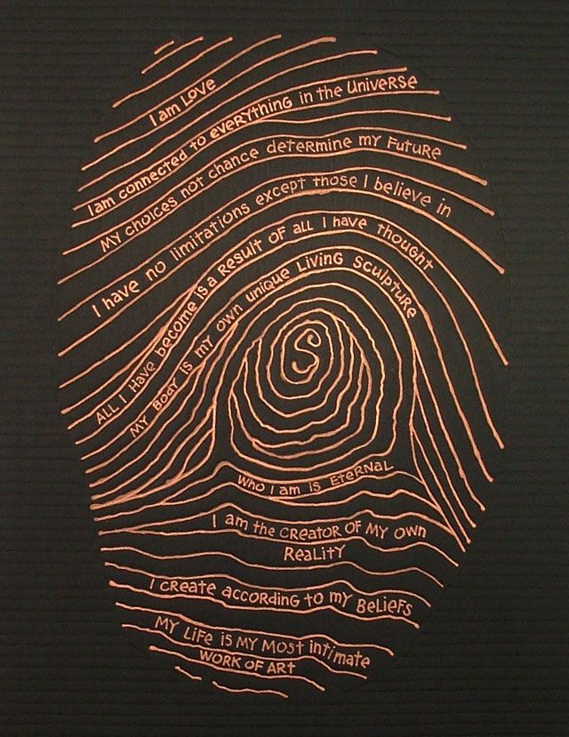 an image of a fingerprint with words on it