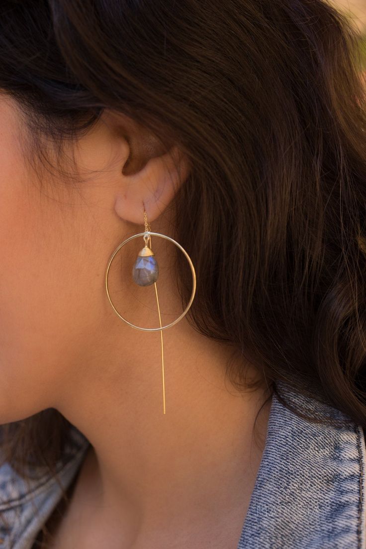 "Labradorite Threader Earrings ~ 18k Gold Plated Earrings ~ Circle~ Geometric ~Dangle Earrings ~ Handmade ~ Jewelry ~ Gift for her 》D E T A I L S《 ✦ M E T A L : 18k Gold Plated ✦ S T O N E : Labradorite ✦ B I R T H S T O N E : February 💎 The Labradorite is widely known for helping with self-discovery. It is excellent for awakening one's own awareness of inner spirit & intuition. Same earrings in Silver Plated https://www.etsy.com/listing/774503621/labradorite-threader-earrings-silver?ref=sh Earrings Circle, Handmade Jewelry Gift, Threader Earrings, Gold Plated Earrings, Earrings Silver, Earrings Handmade, Jewelry Gift, Labradorite, Silver Earrings