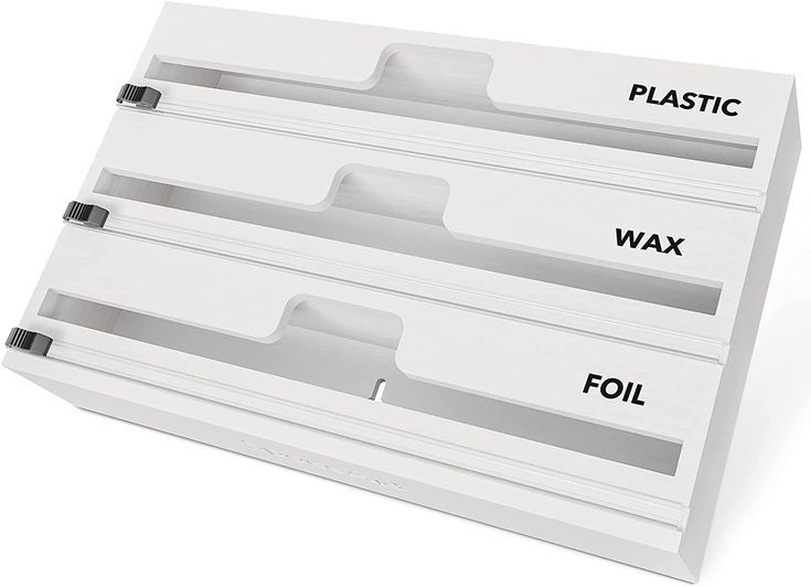 three white boxes with plastic, wax and foil labels on the sides for each box