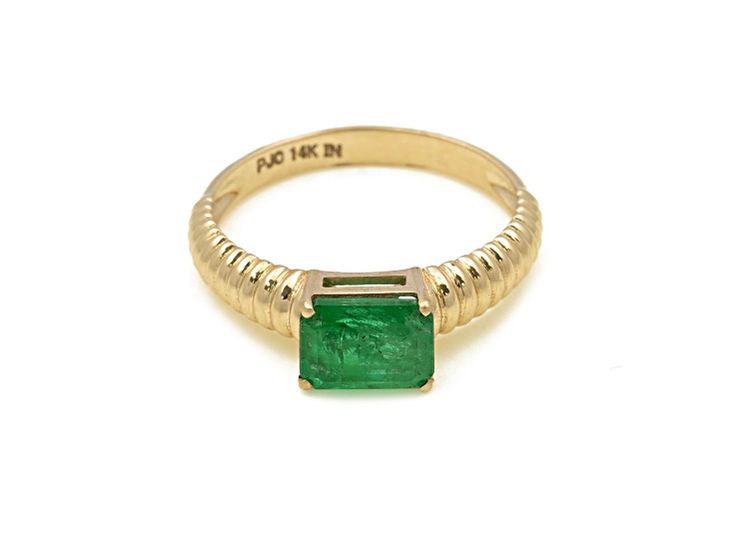 1.43 Ctw Emerald Ring in 14K YG Metal-2.39 Grams Gia Certified Baguette Cut Emerald Ring In 14k Gold, Formal 14k Gold Rings With Gia Certification, Formal 14k Gold Rings Gia Certified, Formal 14k Gold Gia Certified Rings, Gia Certified Yellow Gold Emerald Ring For Formal Occasions, Gia Certified 14k Gold Emerald Ring, Formal Gia Certified Yellow Gold Emerald Ring, Classic Emerald Cut Birthstone Ring Stamped 14k, Classic 14k Gold Emerald Ring With Center Stone