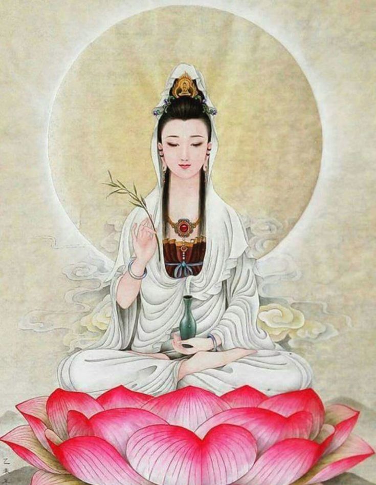 a painting of a woman sitting on top of a lotus