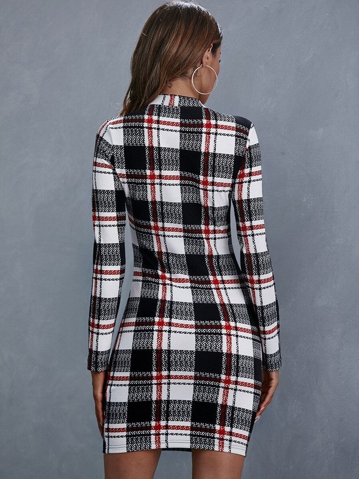 This stunning mini dress is ideal for spring and autumn. It’s long-sleeve, the pattern is plaid. The dress can be worn on any occasion, casual at elegant parties and gatherings. The material of the dress is polyester and cotton. Description: Color: Black Season: Summer Material: Polyester, Cotton Black Long Sleeve Plaid Dress, Trendy Long Sleeve Mini Dress For Fall, Elegant Mini Length Plaid Dress, Elegant Mini-length Plaid Dress, Elegant Plaid Mini Dress, Trendy Fitted Plaid Mini Dress, Trendy Mini Length Plaid Dress, Black Fitted Long Sleeve Plaid Dress, Chic Black Long Sleeve Plaid Dress